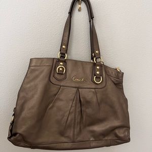 Gold tone coach satchel over the shoulder bag, in great condition!